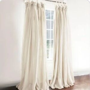 Soft Surroundings Linen Balloon Drapery Panel Ivory 48" X 96"